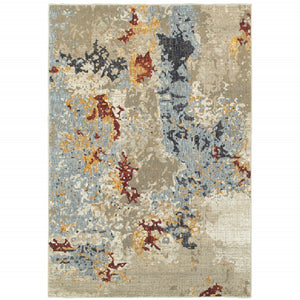 HomeRoots 10' Abstract Blue and Beige Power Loom Area Rug – Modern Design for Stylish, Durable Living Spaces 5' X 7' 510579