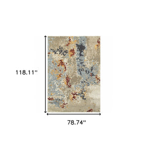 HomeRoots 10' Abstract Blue and Beige Power Loom Area Rug – Modern Design for Stylish, Durable Living Spaces 7' X 10' 510580