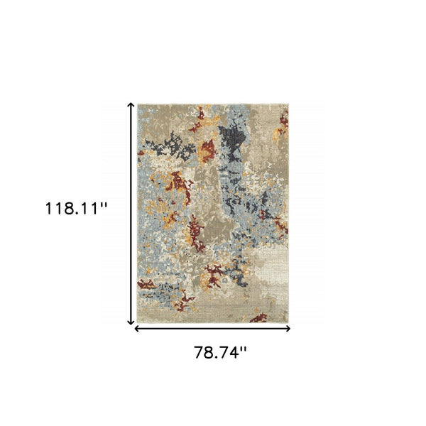 HomeRoots 10' Abstract Blue and Beige Power Loom Area Rug – Modern Design for Stylish, Durable Living Spaces 7' X 10' 510580