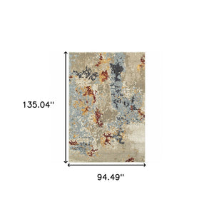 HomeRoots 10' Abstract Blue and Beige Power Loom Area Rug – Modern Design for Stylish, Durable Living Spaces 8' X 11' 510581