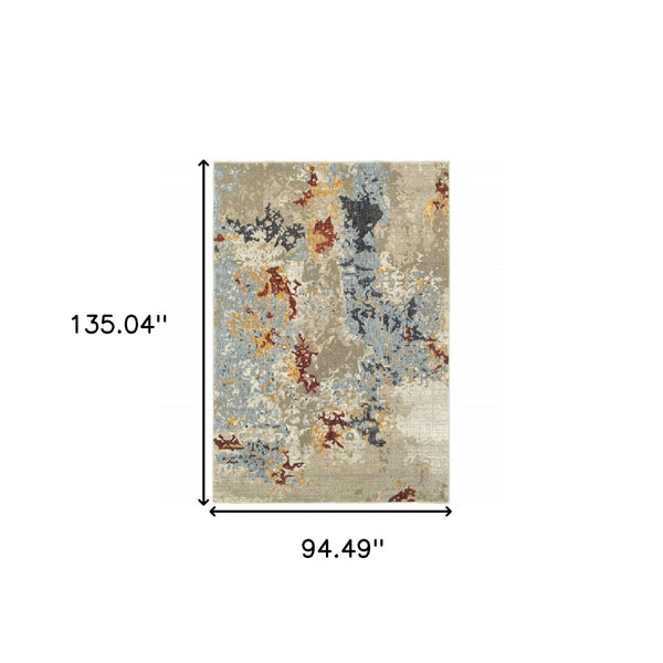 HomeRoots 10' Abstract Blue and Beige Power Loom Area Rug – Modern Design for Stylish, Durable Living Spaces 8' X 11' 510581