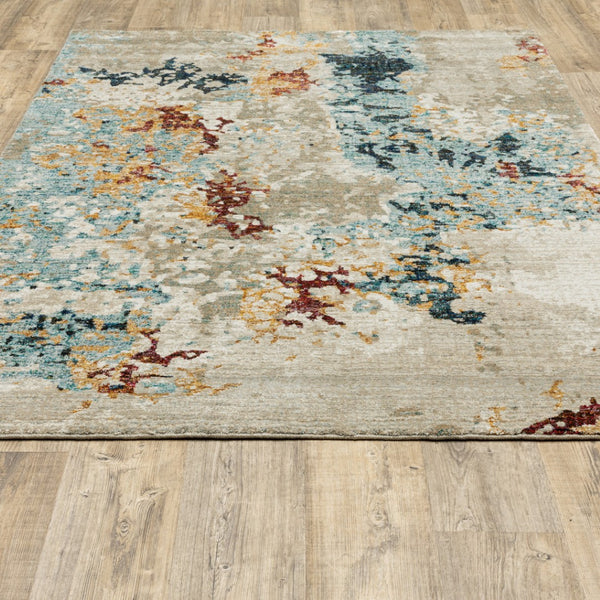 HomeRoots 10' Abstract Blue and Beige Power Loom Area Rug – Modern Design for Stylish, Durable Living Spaces 8' X 11' 510581