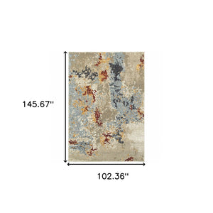 HomeRoots 10' Abstract Blue and Beige Power Loom Area Rug – Modern Design for Stylish, Durable Living Spaces 9' X 12' 510582