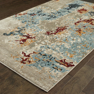 HomeRoots 10' Abstract Blue and Beige Power Loom Area Rug – Modern Design for Stylish, Durable Living Spaces 9' X 12' 510582