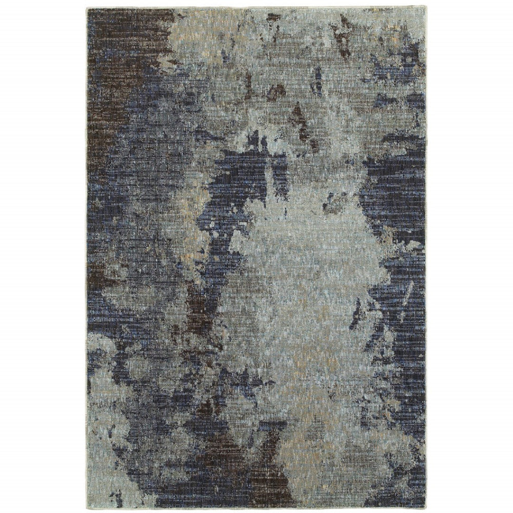 HomeRoots 10' Contemporary Navy Blue Abstract Power-Loom Area Rug - Stylish, Durable, Stain-Resistant Design 10' X 13' 510583