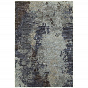 HomeRoots 10' Contemporary Navy Blue Abstract Power-Loom Area Rug - Stylish, Durable, Stain-Resistant Design 10' X 13' 510583
