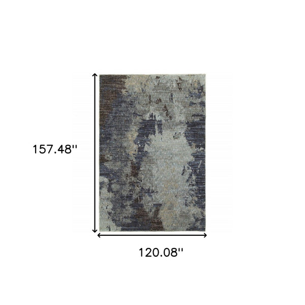 HomeRoots 10' Contemporary Navy Blue Abstract Power-Loom Area Rug - Stylish, Durable, Stain-Resistant Design 10' X 13' 510583