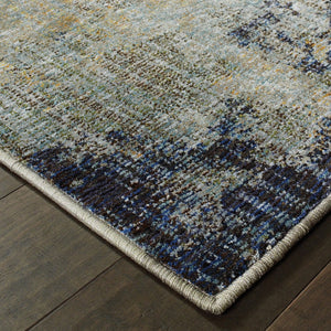 HomeRoots 10' Contemporary Navy Blue Abstract Power-Loom Area Rug - Stylish, Durable, Stain-Resistant Design 2'3" x 8' 510585