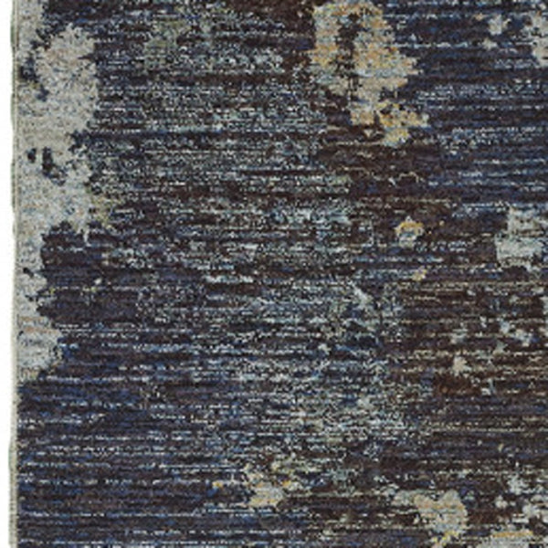 HomeRoots 10' Contemporary Navy Blue Abstract Power-Loom Area Rug - Stylish, Durable, Stain-Resistant Design 2'6" x 12' 510586