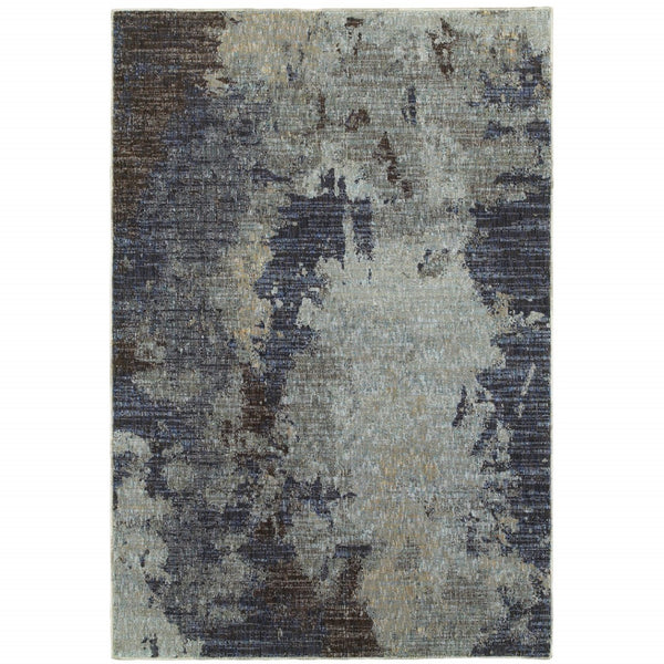 HomeRoots 10' Contemporary Navy Blue Abstract Power-Loom Area Rug - Stylish, Durable, Stain-Resistant Design 5' X 7' 510588