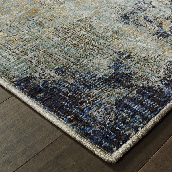 HomeRoots 10' Contemporary Navy Blue Abstract Power-Loom Area Rug - Stylish, Durable, Stain-Resistant Design 8' X 11' 510590