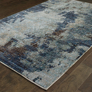 HomeRoots 10' Contemporary Navy Blue Abstract Power-Loom Area Rug - Stylish, Durable, Stain-Resistant Design 9' X 12' 510591