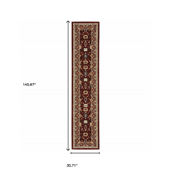 HomeRoots 2' Elegant Oriental Power Loom Runner Rug - Stain Resistant, Soft Pile, Perfect for Hallways & Entryways 2'6" x 12' 510598