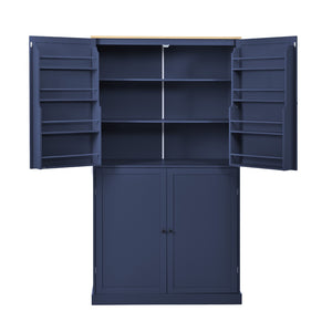 English Elm Topmax Freestanding Pantry Cabinet with Drawers Adjustable Shelves Kitchen Blue N717S000046C