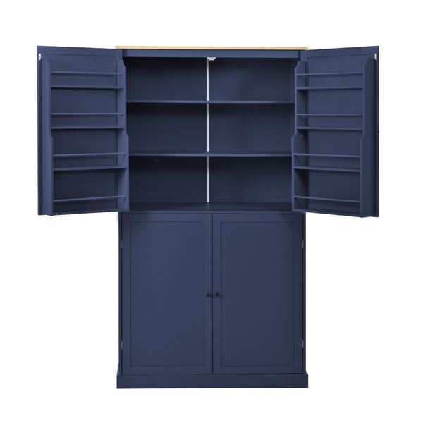 English Elm Topmax Freestanding Pantry Cabinet with Drawers Adjustable Shelves Kitchen Blue N717S000046C