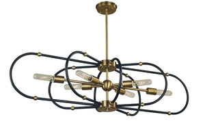 Framburg 6-light Modern Urban Crafts Dining Chandelier - Stunning Design, Made In The Usa For Timeless Elegance Antique Brass With Matte Black Accents Metal 5106 Ab/Mblack