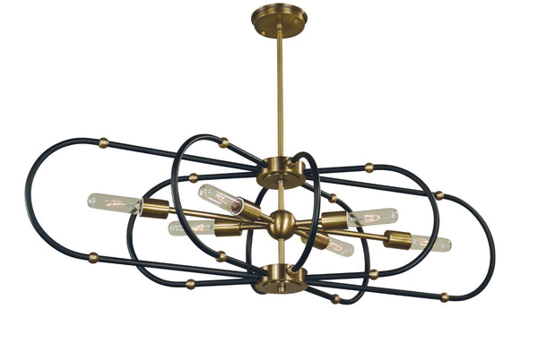 Framburg 6-light Modern Urban Crafts Dining Chandelier - Stunning Design, Made In The Usa For Timeless Elegance Antique Brass With Matte Black Accents Metal 5106 Ab/Mblack
