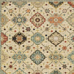 HomeRoots 2' Elegant Beige and Pale Blue Oriental Runner Rug - Stain Resistant, Fringed, Ideal for High Traffic Areas 2'6" x 12' 510600