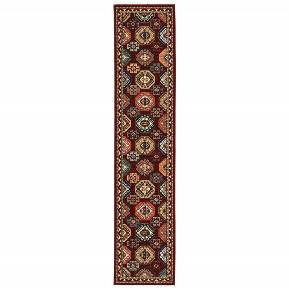 HomeRoots 2' Elegant Oriental Power Loom Runner Rug - Stain Resistant, Fringed Tassels, Durable & Stylish Accent 2'6" x 12' 510602