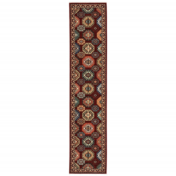 HomeRoots 2' Elegant Oriental Power Loom Runner Rug - Stain Resistant, Fringed Tassels, Durable & Stylish Accent 2'6" x 12' 510602