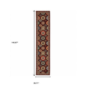 HomeRoots 2' Elegant Oriental Power Loom Runner Rug - Stain Resistant, Fringed Tassels, Durable & Stylish Accent 2'6" x 12' 510602