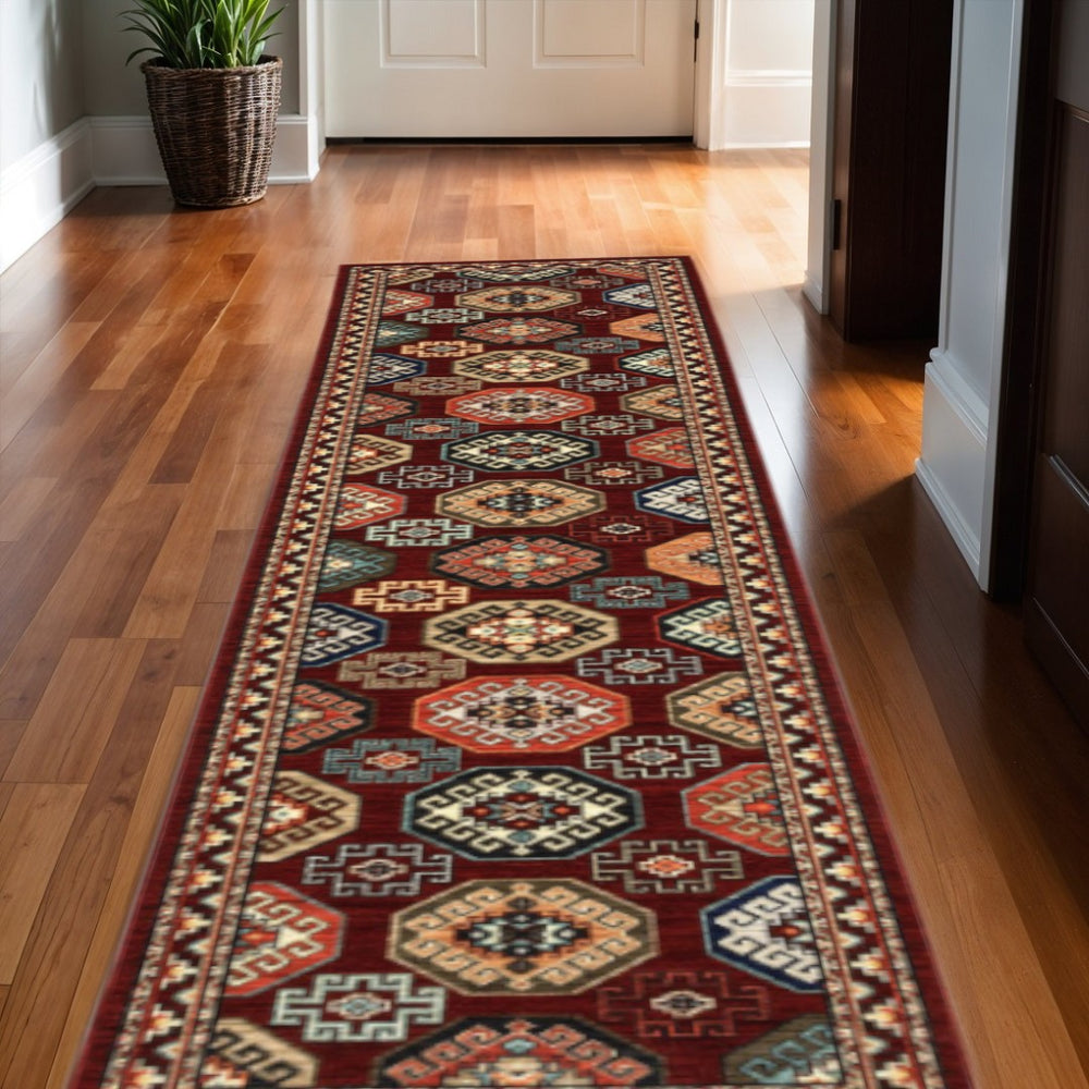 HomeRoots 2' Elegant Oriental Power Loom Runner Rug - Stain Resistant, Fringed Tassels, Durable & Stylish Accent 2'6" x 12' 510602