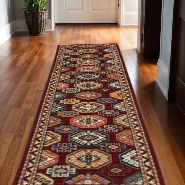 HomeRoots 2' Elegant Oriental Power Loom Runner Rug - Stain Resistant, Fringed Tassels, Durable & Stylish Accent 2'6" x 12' 510602