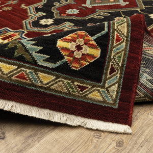 HomeRoots 2' Elegant Red, Ivory, Blue & Orange Oriental Runner Rug - Stain Resistant with Classic Fringe Detail 2'6" x 12' 510604