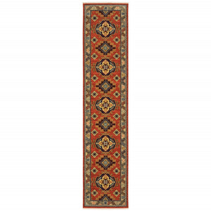 HomeRoots 2' Elegant Oriental Runner Rug with Fringe - Stain Resistant, Durable, and Colorfast for Busy Homes 2'6" x 12' 510609