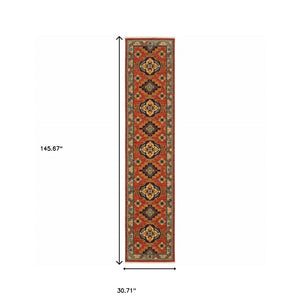 HomeRoots 2' Elegant Oriental Runner Rug with Fringe - Stain Resistant, Durable, and Colorfast for Busy Homes 2'6" x 12' 510609