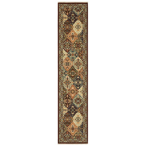 HomeRoots 2' Elegant Oriental-Inspired Runner Rug with Rich Colors, Stain Resistance, and Classic Fringe Design 2'6" x 12' 510611