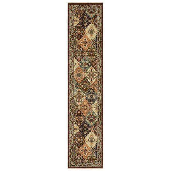 HomeRoots 2' Elegant Oriental-Inspired Runner Rug with Rich Colors, Stain Resistance, and Classic Fringe Design 2'6" x 12' 510611
