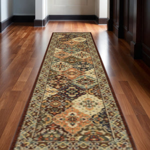 HomeRoots 2' Elegant Oriental-Inspired Runner Rug with Rich Colors, Stain Resistance, and Classic Fringe Design 2'6" x 12' 510611