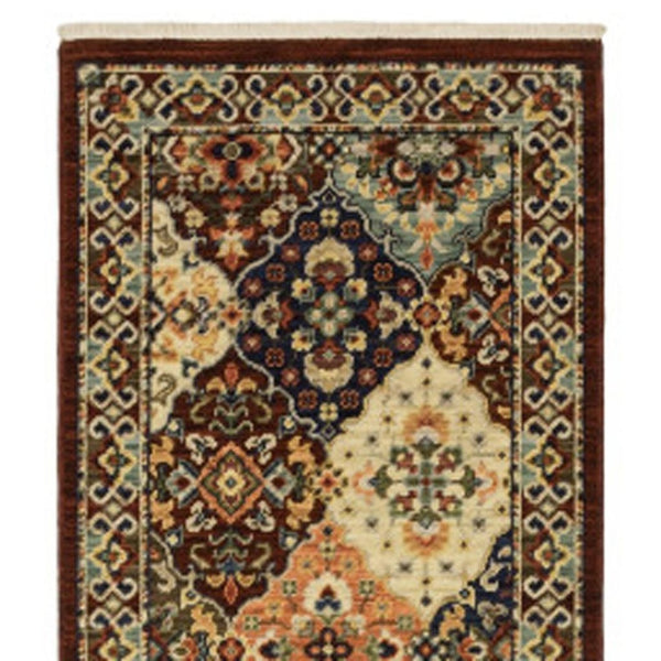 HomeRoots 2' Elegant Oriental-Inspired Runner Rug with Rich Colors, Stain Resistance, and Classic Fringe Design 2'6" x 12' 510611