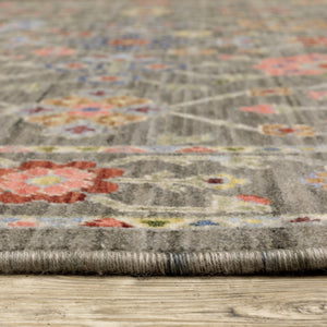 HomeRoots 2' Versatile Oriental Runner Rug with Multicolor Design and Stain-Resistant Features for High-Traffic Areas Grey/ Multi 2'6" x 12' 510612