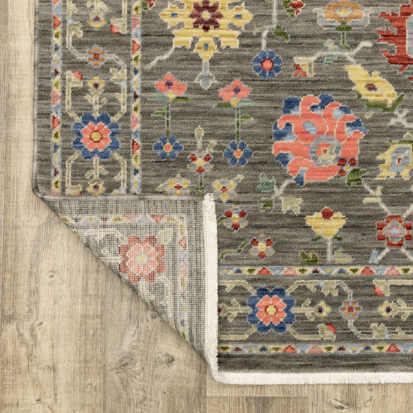 HomeRoots 2' Versatile Oriental Runner Rug with Multicolor Design and Stain-Resistant Features for High-Traffic Areas Grey/ Multi 2'6" x 12' 510612
