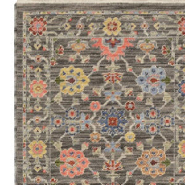 HomeRoots 2' Versatile Oriental Runner Rug with Multicolor Design and Stain-Resistant Features for High-Traffic Areas Grey/ Multi 2'6" x 12' 510612