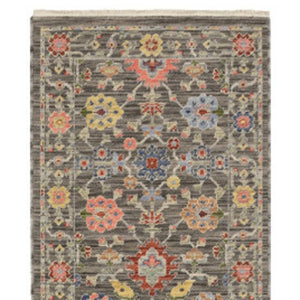 HomeRoots 2' Versatile Oriental Runner Rug with Multicolor Design and Stain-Resistant Features for High-Traffic Areas Grey/ Multi 2'6" x 12' 510612
