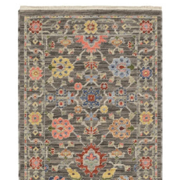HomeRoots 2' Versatile Oriental Runner Rug with Multicolor Design and Stain-Resistant Features for High-Traffic Areas Grey/ Multi 2'6" x 12' 510612