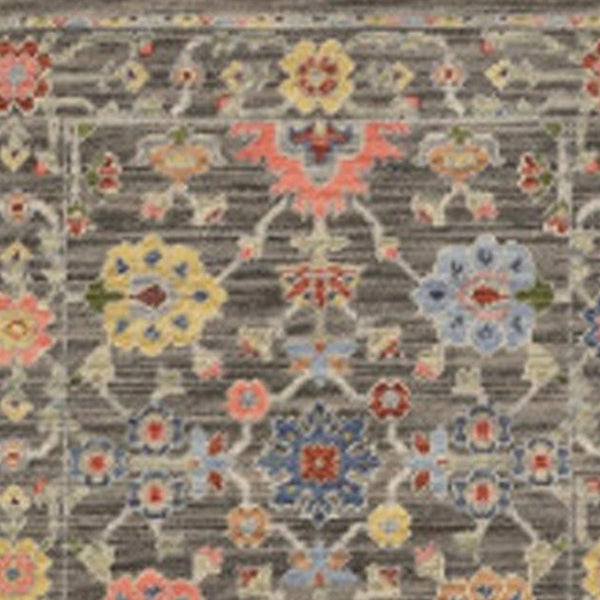 HomeRoots 2' Versatile Oriental Runner Rug with Multicolor Design and Stain-Resistant Features for High-Traffic Areas Grey/ Multi 2'6" x 12' 510612