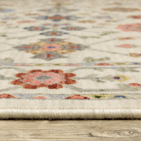 HomeRoots 2' Versatile Oriental Runner Rug with Multicolor Design and Stain-Resistant Features for High-Traffic Areas Ivory/ Multi 2'6" x 12' 510613
