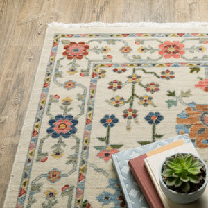 HomeRoots 2' Versatile Oriental Runner Rug with Multicolor Design and Stain-Resistant Features for High-Traffic Areas Ivory/ Multi 2'6" x 12' 510613
