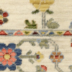 HomeRoots 2' Versatile Oriental Runner Rug with Multicolor Design and Stain-Resistant Features for High-Traffic Areas Ivory/ Multi 2'6" x 12' 510613