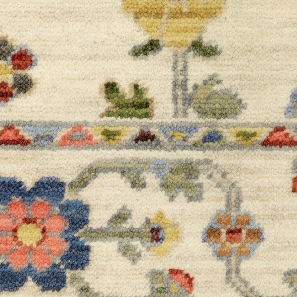 HomeRoots 2' Versatile Oriental Runner Rug with Multicolor Design and Stain-Resistant Features for High-Traffic Areas Ivory/ Multi 2'6" x 12' 510613