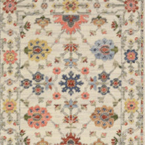 HomeRoots 2' Versatile Oriental Runner Rug with Multicolor Design and Stain-Resistant Features for High-Traffic Areas Ivory/ Multi 2'6" x 12' 510613