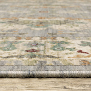 HomeRoots 2' Elegant Oriental Power Loom Runner Rug - Stain Resistant, Multi-Color, Fringed, Durable Design Grey/ Multi 2'6" x 12' 510614
