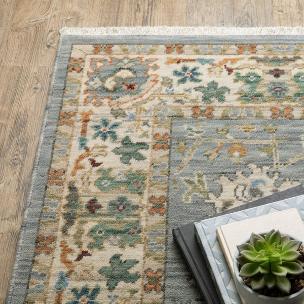 HomeRoots 2' Elegant Oriental Power Loom Runner Rug - Stain Resistant, Multi-Color, Fringed, Durable Design Grey/ Multi 2'6" x 12' 510614