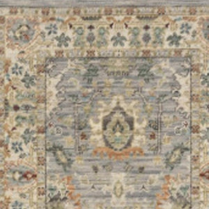 HomeRoots 2' Elegant Oriental Power Loom Runner Rug - Stain Resistant, Multi-Color, Fringed, Durable Design Grey/ Multi 2'6" x 12' 510614