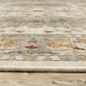 HomeRoots 2' Elegant Oriental Power Loom Runner Rug - Stain Resistant, Multi-Color, Fringed, Durable Design Ivory/ Multi 2'6" x 12' 510615
