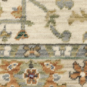 HomeRoots 2' Elegant Oriental Power Loom Runner Rug - Stain Resistant, Multi-Color, Fringed, Durable Design Ivory/ Multi 2'6" x 12' 510615